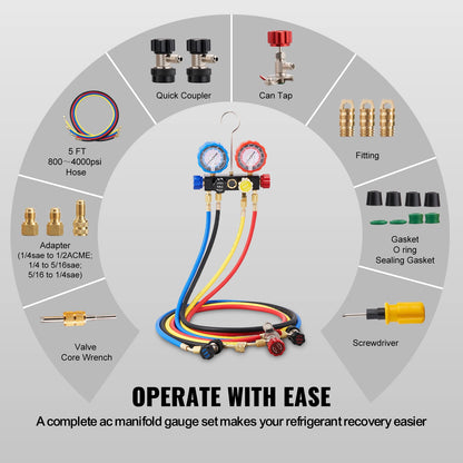 4 Way AC Manifold Gauge Set