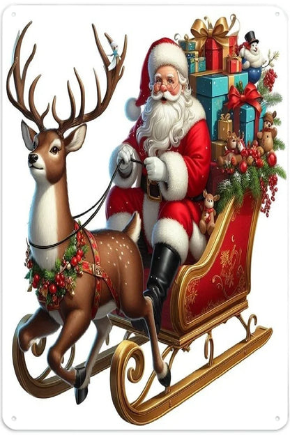 2D flat, Christmas and Christmas Eve metal wall decoration 8x12