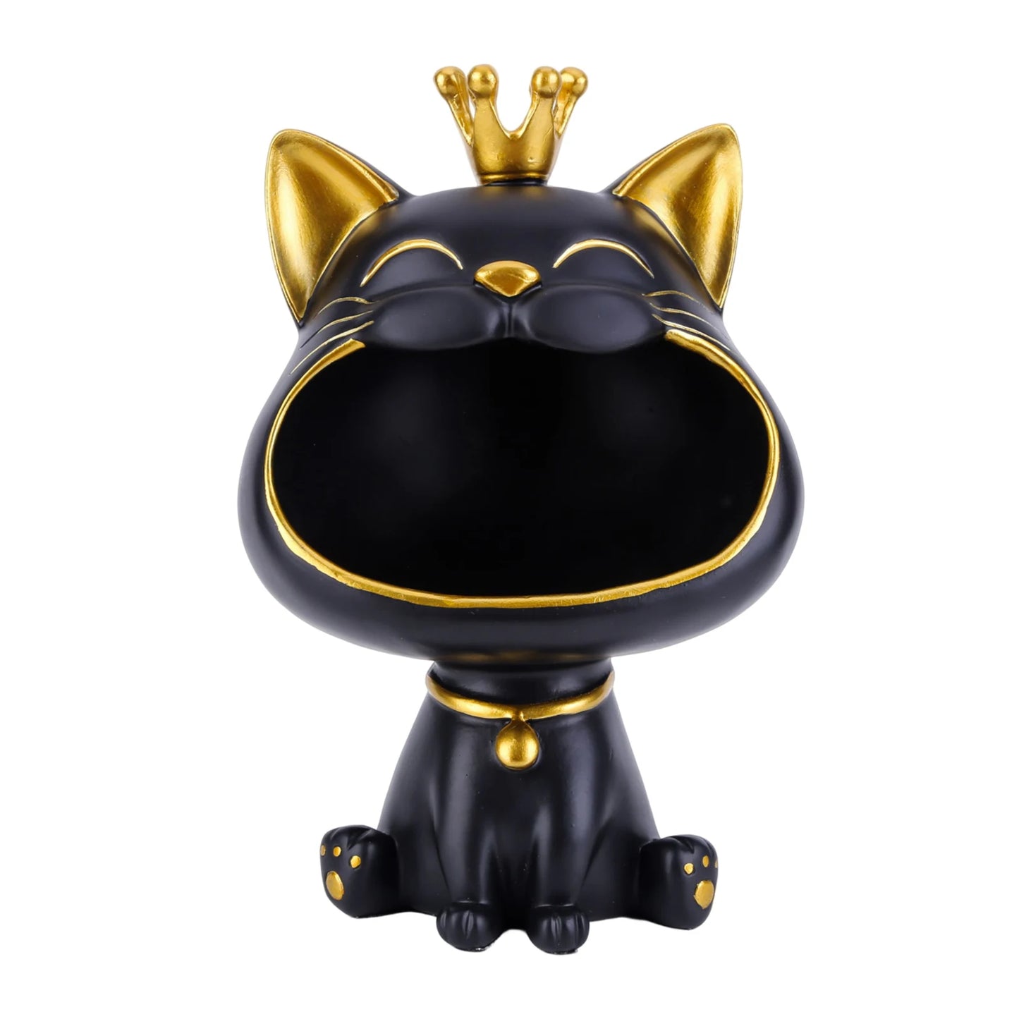 Laughing Cat Statue for Desktop Accessories Storage