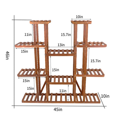 Wooden Plant Shelf Flower Pot Stand Indoor Outdoor Multi-Tier Plant Display Stand