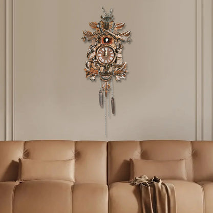 Forest Nordic Style Retro Wooden Cuckoo Wall Clock