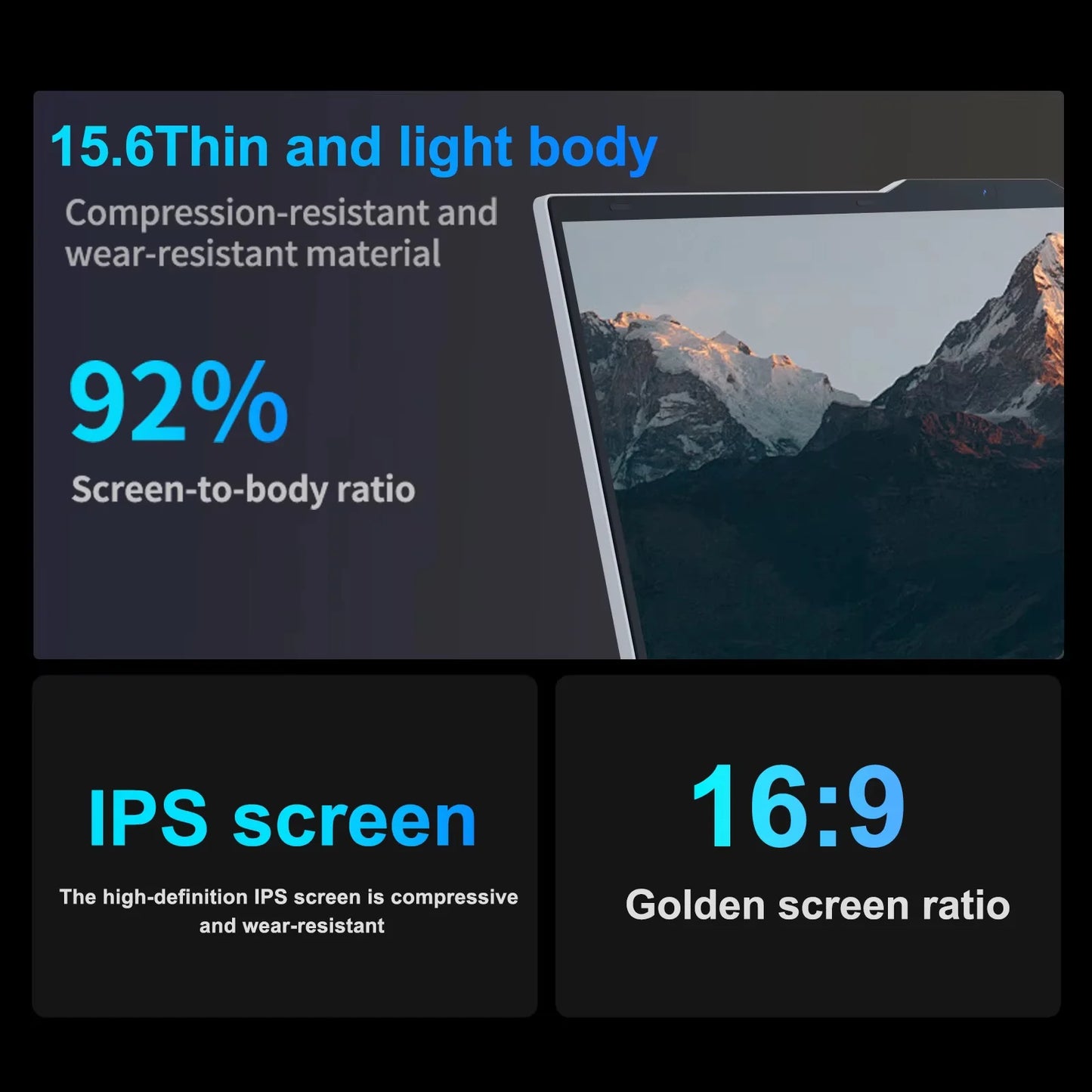 15.6" Ultra Slim Intel Core i7 6500U Laptop Computer Windows 11 16GB DDR4 1TB SSD Notebook PC Fingerprint Unlock