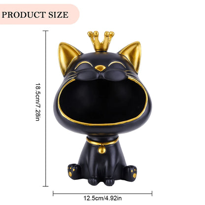 Laughing Cat Statue for Desktop Accessories Storage