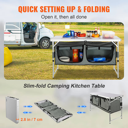 Camping Kitchen Folding Table Quick set-up MDF Camping Table for Outdoor Picnics BBQ Camping RV Traveling