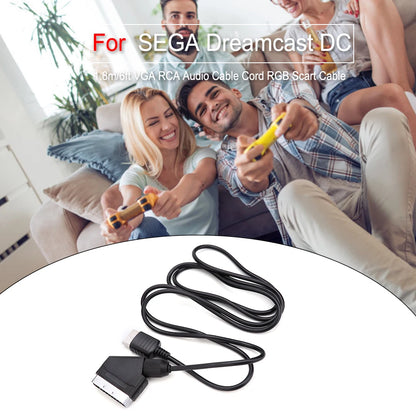 RGB Scart Cable Lead TV Audio Video Connection Wire for SEGA Dreamcast Consoles