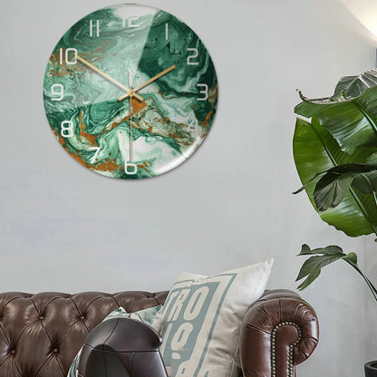 Luxury 3D Acrylic Black and Gold Marble Pattern Wall Adhesive Clock With Metal Needles Decor