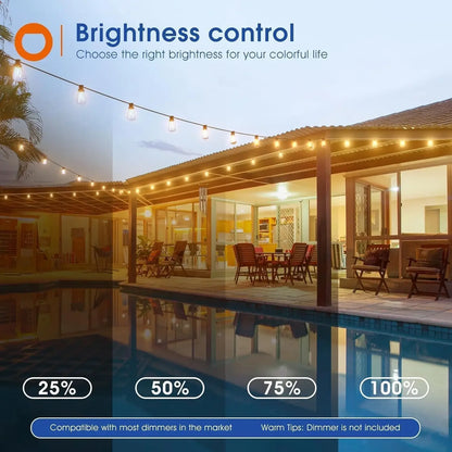 150FT LED Outdoor String Lights Waterproof, Shatterproof, Dimmable Patio Lights