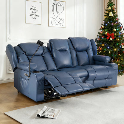 Electric Recliner Loveseat for Seniors, Massage & Heat, Dual Motor, 350LBS Capacity, Cat-Claw Leather, For Living Room