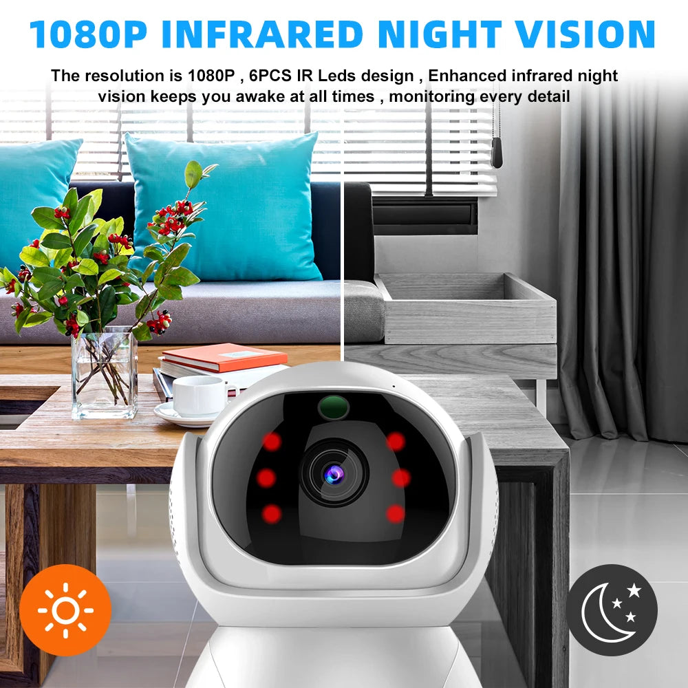 5G Indoor WiFi Camera HD 360° dual-frequency Surveillance Security Camera, Night Vision, Auto Tracking , and Baby Monitoring Camera
