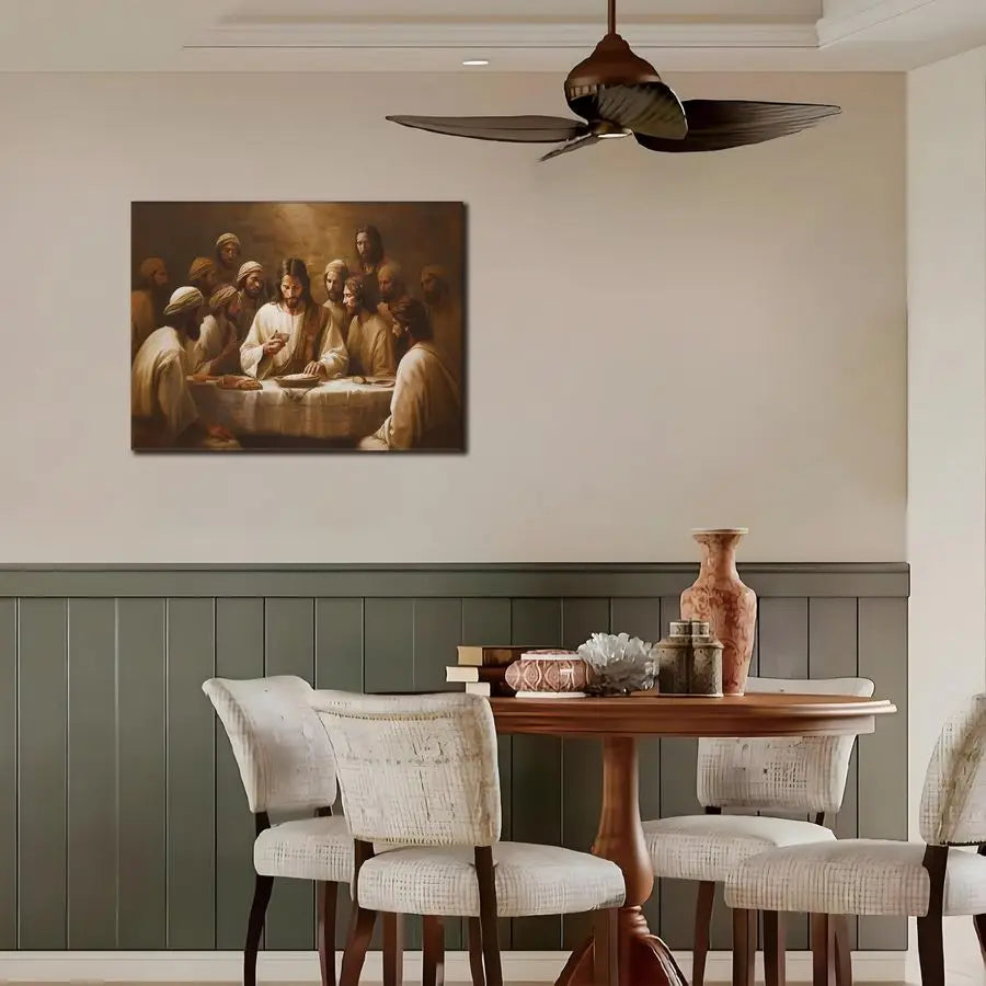 Jesus and the Last Supper Wall Decor Painting, - Christian Poster for Dining Room, Church, Home, Bedroom, and Living room