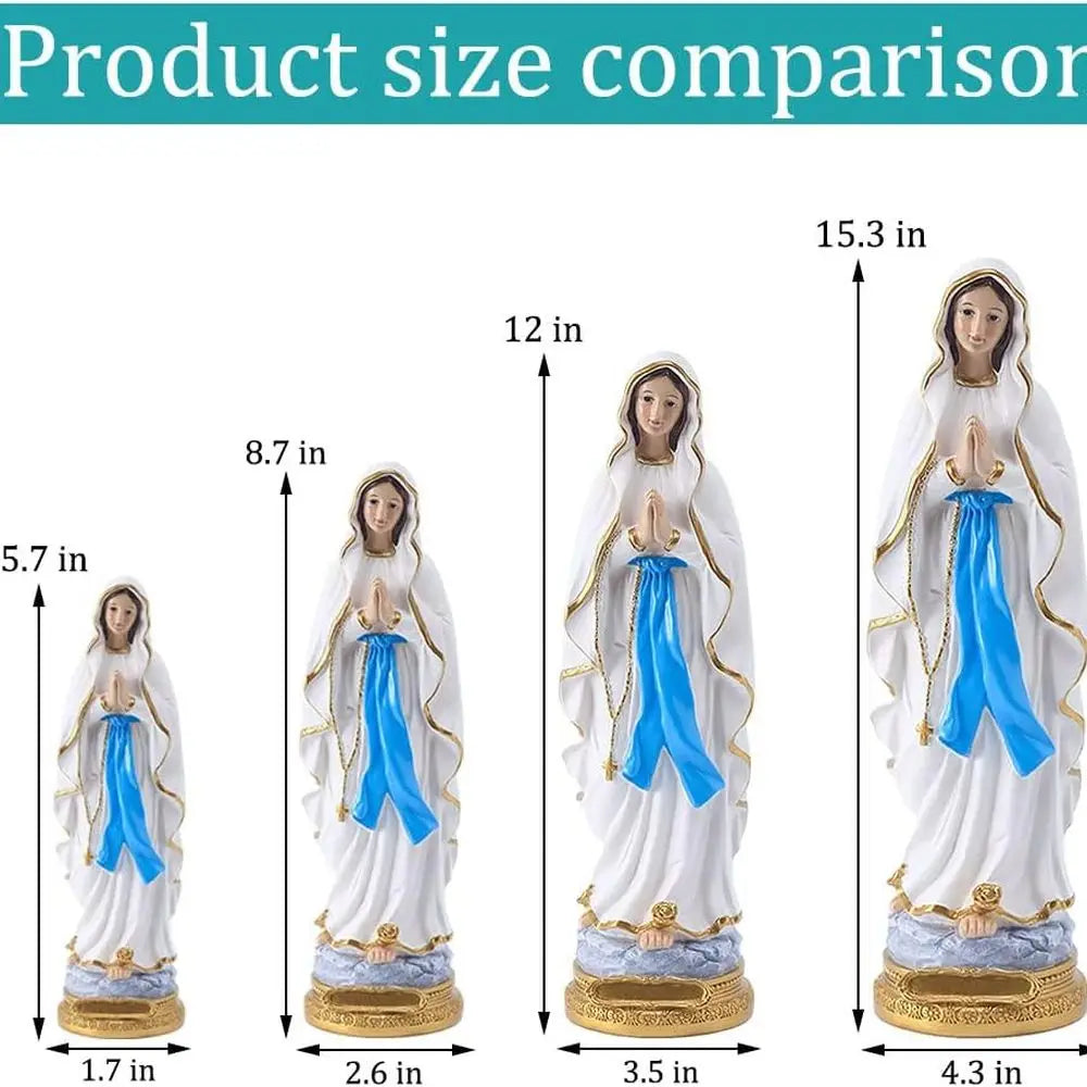 15.3 inch Lourdes Virgin Mary Statue, Catholic Blessed Mother Resin Figurine for Home & Church, Prayer and Decor Gift