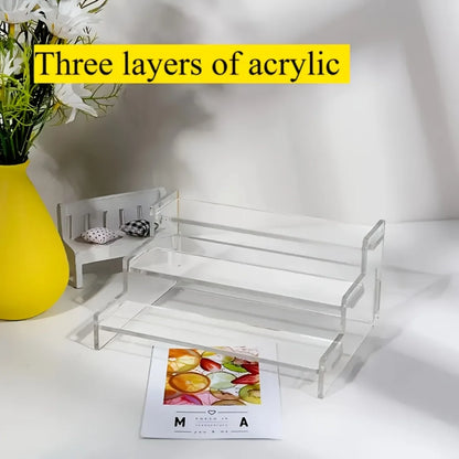 3-Tier Clear Acrylic Display Stand for Jewelry, Makeup, Cupcake Organizer, Transparent Shelf, Sturdy Base, Space-Saving Storage