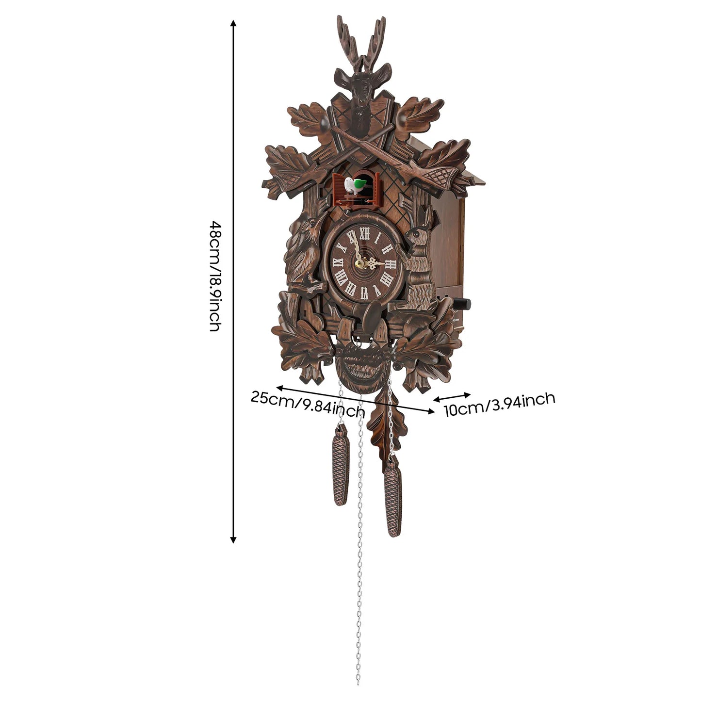 Forest Nordic Style Retro Wooden Cuckoo Wall Clock