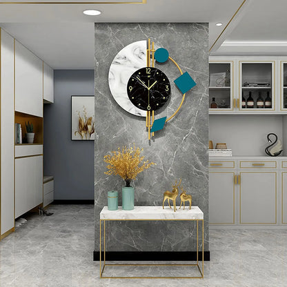 22" Marble Nordic Style Creative Luxury Wall Clock Non-Ticking Silent
