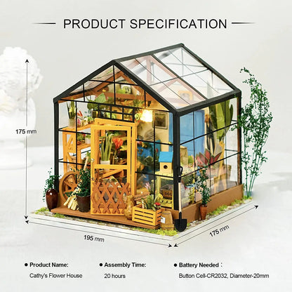 Miniature Greenhouse Wooden Kit