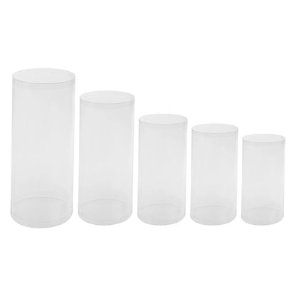 5 Pcs Acrylic Display Stand Set for Wedding Certificate Photo Holder, Clear Cylinder Pillar for Party Decor or Exhibition Table