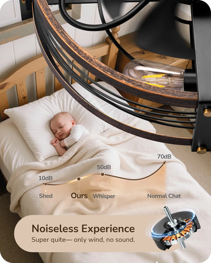 Quiet DC Motor Ceiling Fan with Dimmable Light Remote Brushed Gold