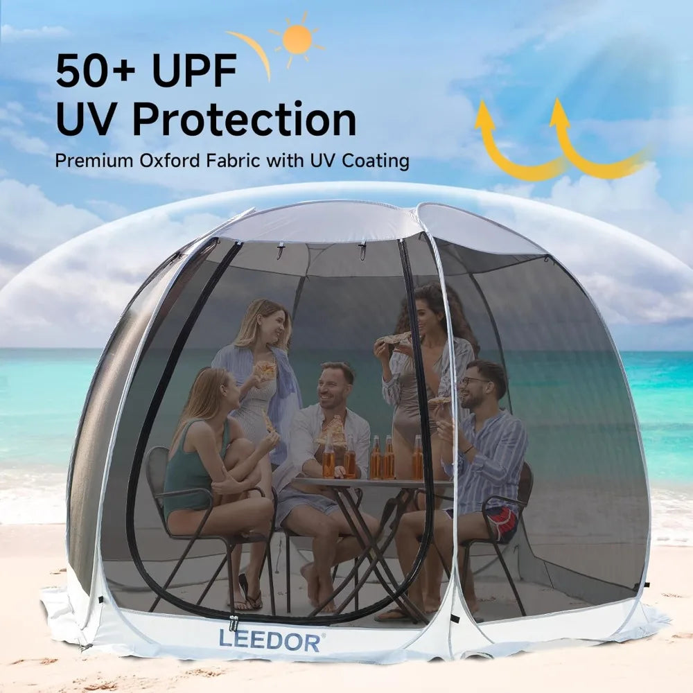 Pop Up Screen House, 6-10-15 Person Outdoor Screen Tent，Camping Screen Room with Carry Bag, Screened Gazebo with Mosquito Netti