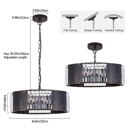 Luxury Black Crystal Modern Pendant Hanging Ceiling Lamp Chandelier