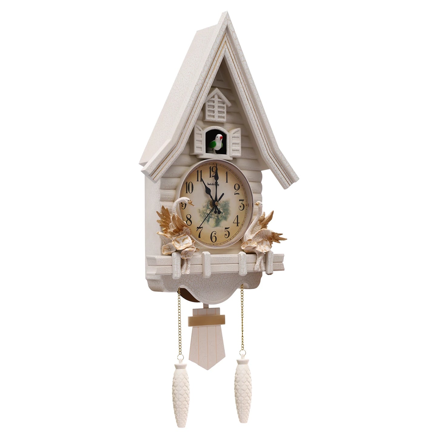 White Cuckoo Wall Clock Antique Battery Operated