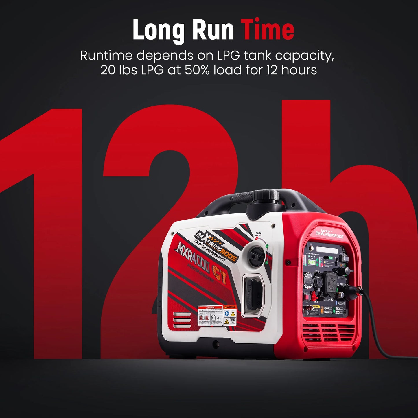 4KW Portable Dual Fuel Generator Inverter LPG/Gas Bluetooth-compatible E-Start 58dB Portable Power Generator