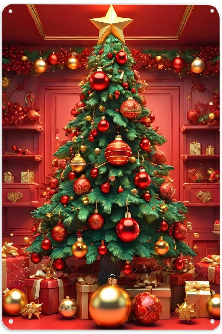 3D Flat, Christmas and Christmas Eve Metal Wall Decoration 8x12