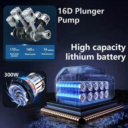 Rechargeable Wireless High Pressure Washer Self Priming Sustain 300W Car Wash Water Gun With Li-ion Battery