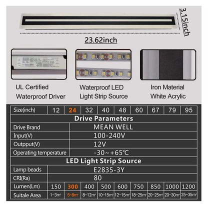 Outdoor Long Strip Modern LED Wall Lighting Fixture