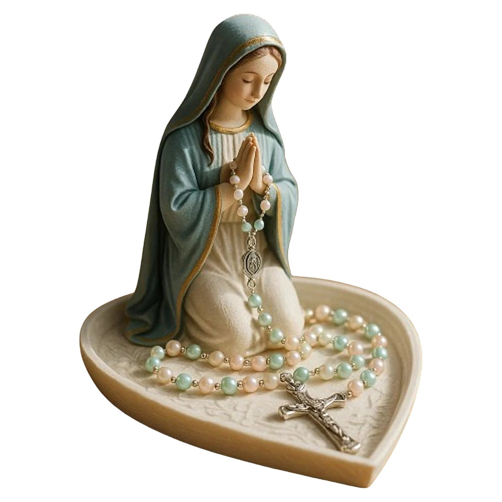 Virgin Mary Rosary Holder Statue Resin Our Lady of Grace Statue Holy Mother Figure