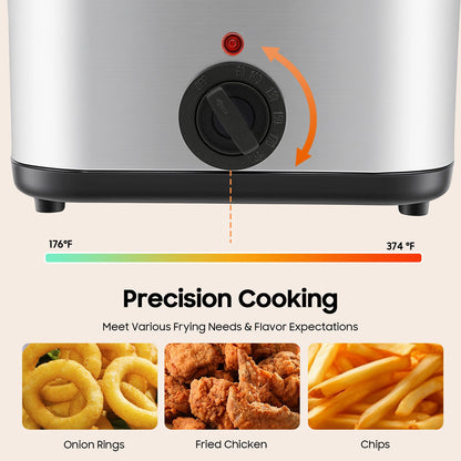 Deep Fryers, 110V Electric Deep Fryer with Basket, Stainless Steel Commercial Deep Fryer for Home Kitchen, Restaurant, Fast Food