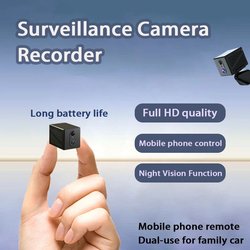 Full HD Camera, Mini Monitor Camera, No Need for Power or Drilling, Security Protection, Night Vision, Motion Detection, 360-Degree