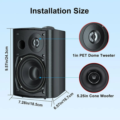 2PCS 300W 5.25'' Outdoor Waterproof Passive Speakers