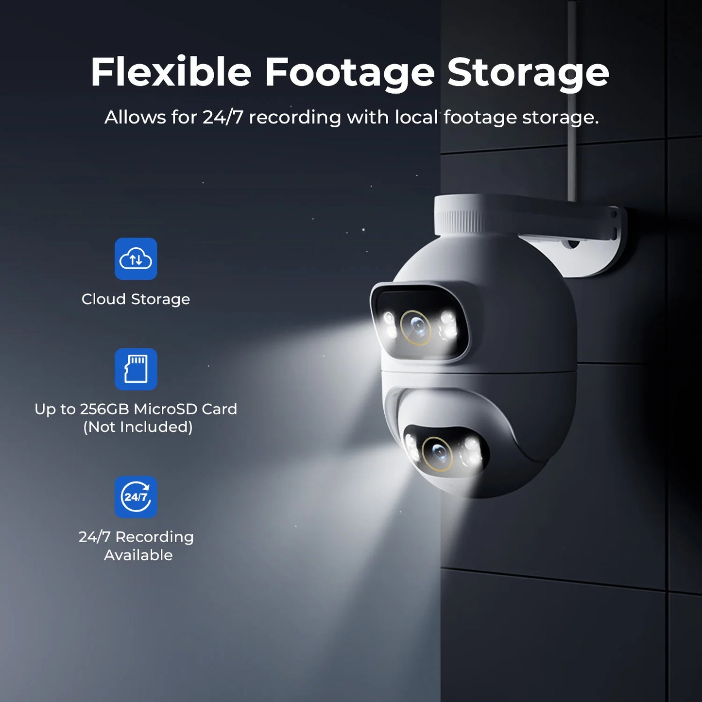 Outdoor Surveillance Camera, Dual Lens 360° PTZ Camera, Color Night Vision, WiFi/LAN, 7/24 Work EC6 Dual With MiHome App