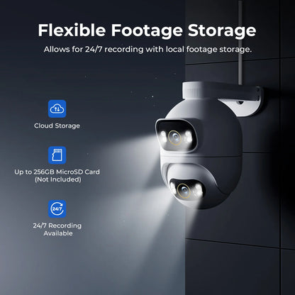 Outdoor Surveillance Camera, Dual Lens 360° PTZ Camera, Color Night Vision, WiFi/LAN, 7/24 Work EC6 Dual With MiHome App