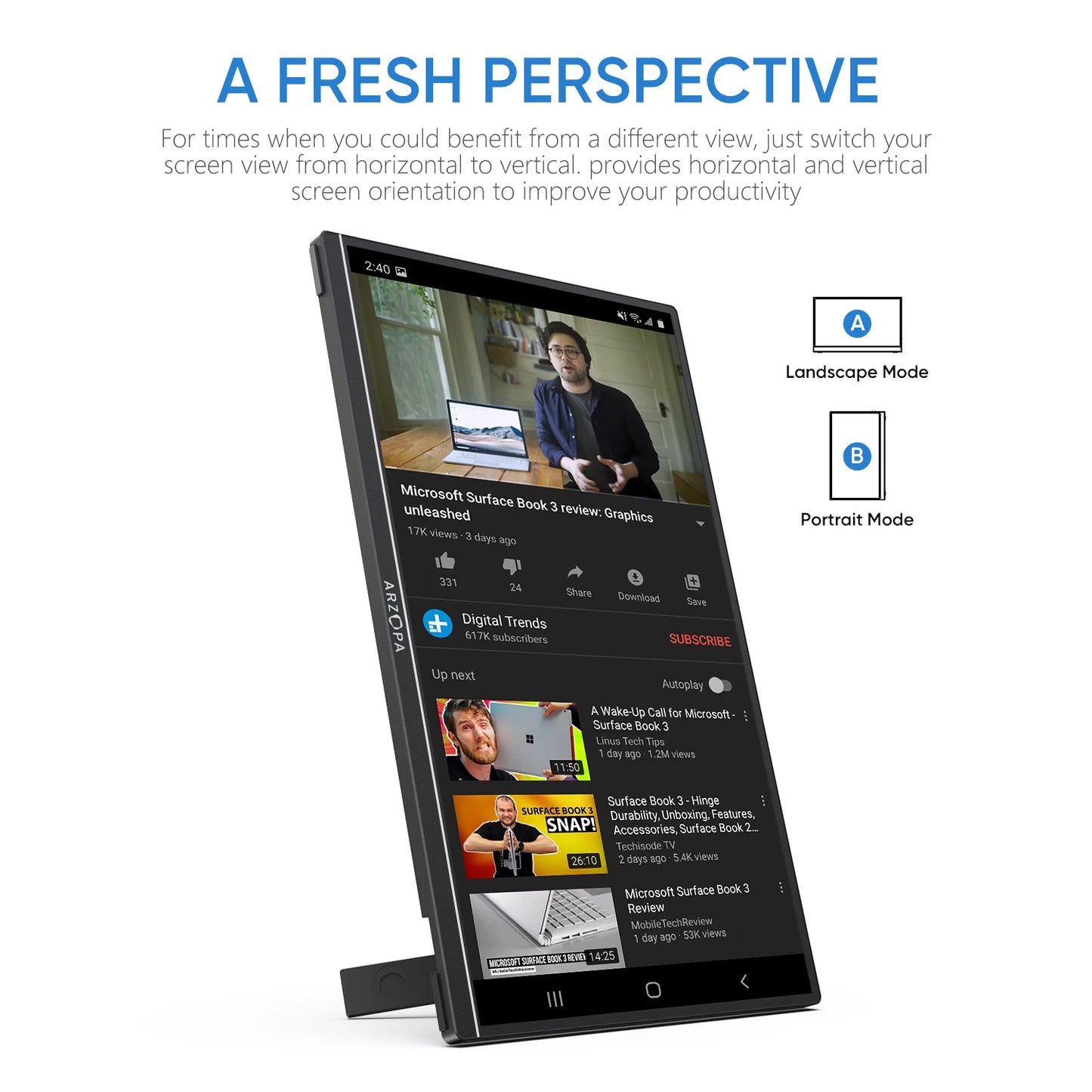 ARZOPA 14 inch 1920*1080P Mini Portable Monitor IPS Gaming External Second Screen for MAC/Laptop/PC/Xbox/PS4/5/Switch/Xbox A1S