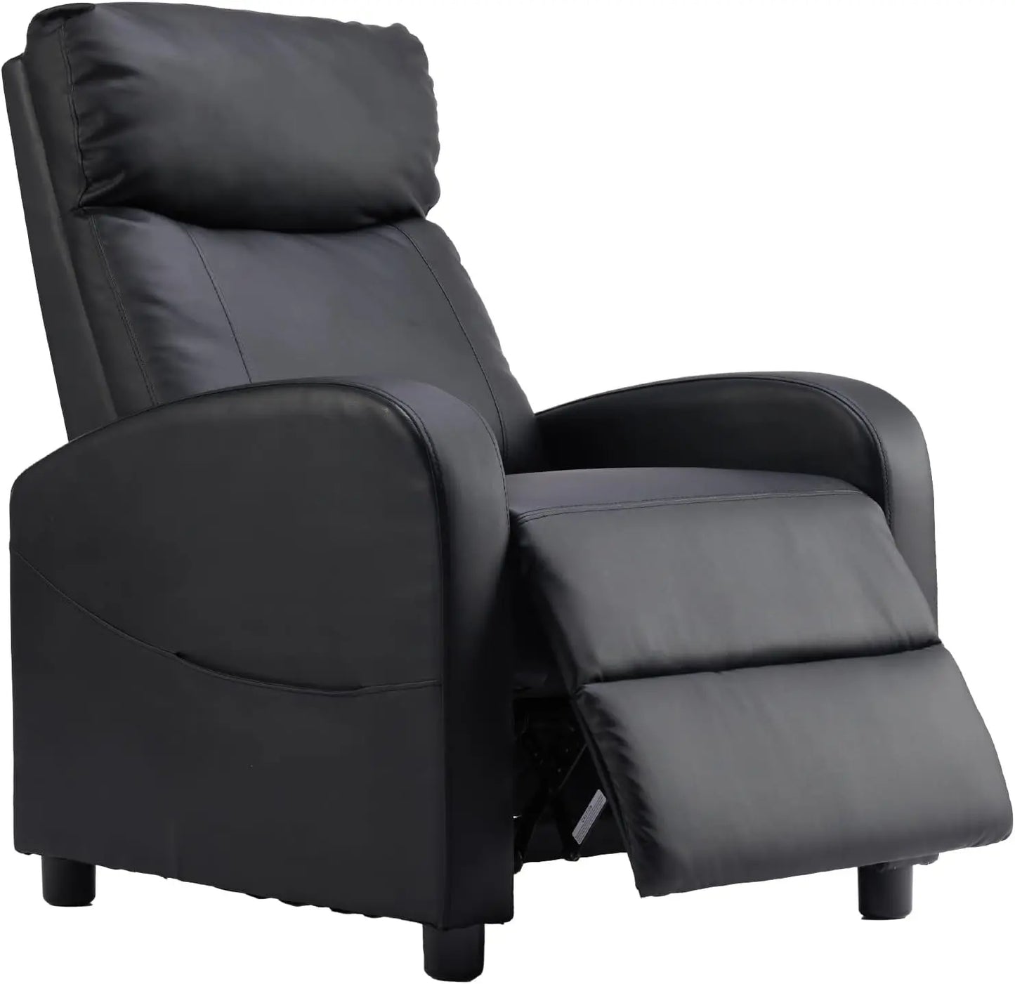 Adjustable Recliner Chair with Lumbar Support, PU Leather Sofa for Living Room, High-Density Sponge, Jet Black