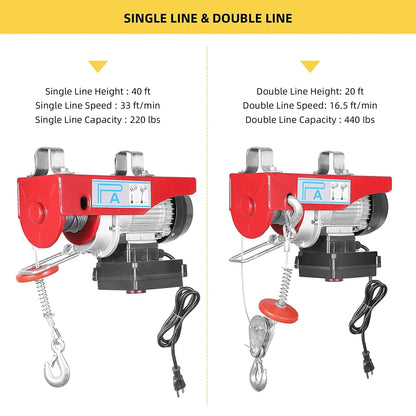 850 LBS, 110v Electric Hoist