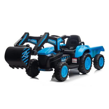 12V 3 in 1 Kids Ride On Excavator & Tractor with Detachable Trailer