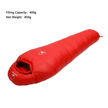 Goose Down Sleeping Bag: Warm Down Filled Adult Mummy Style Sleeping Bag