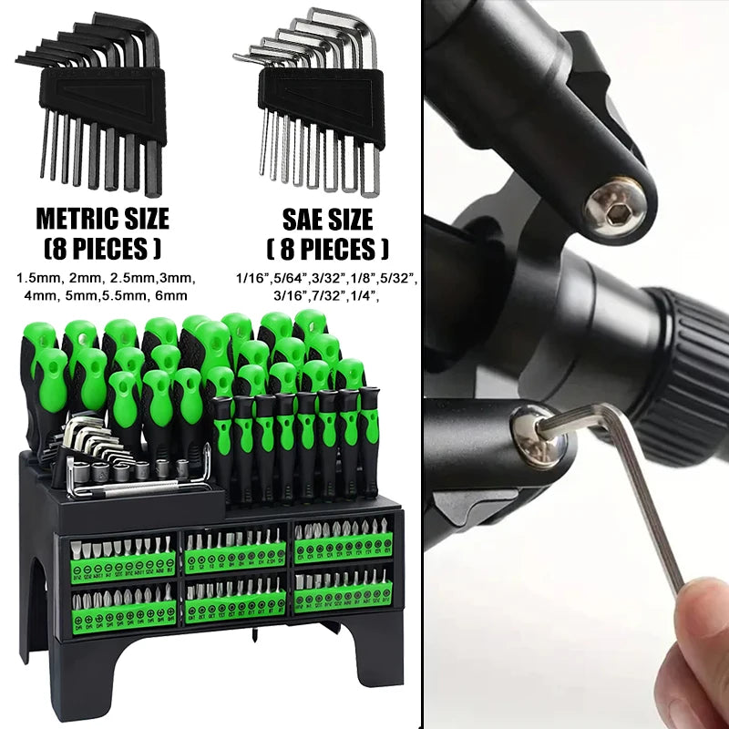 100pcs Insulated Magnetic Screwdriver Tool With Plastic Holder Rack