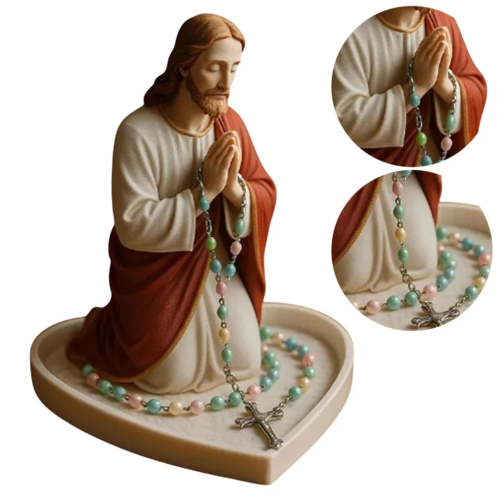 Virgin Mary Rosary Holder Statue Resin Our Lady of Grace Statue Holy Mother Figure