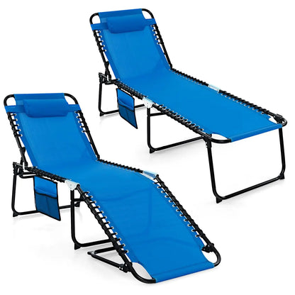 Lounge Chairs for Outside, Extra High Folding Beach Tanning Lounger with Adjustable Backrest, Customized
