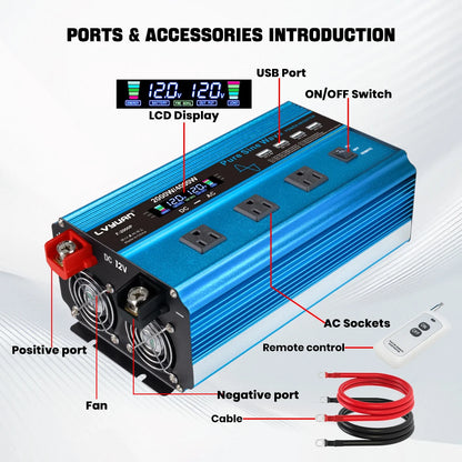 4000W Pure Sine Wave Inverter DC 12v/24v To AC 110v