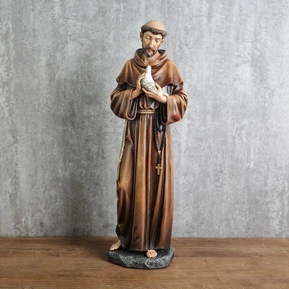 14.5 St. Francis of Assisi Statue - Catholic Patron Saint of Animals, Garden Decor, Handcrafted Religious Gift