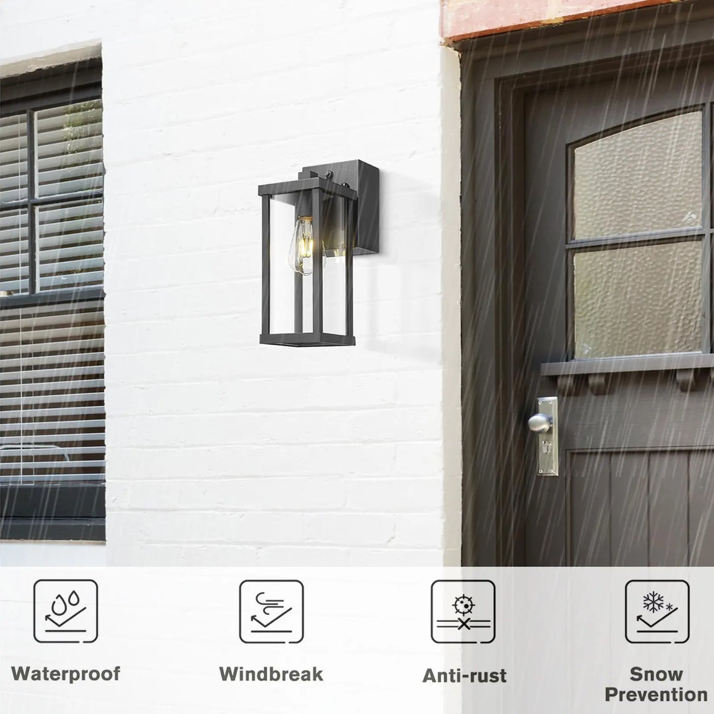 Porch Light With GFCI Outlet, Dusk To Dawn Illumination Outdoor For House, Patio, Garage, Hallway, etc.