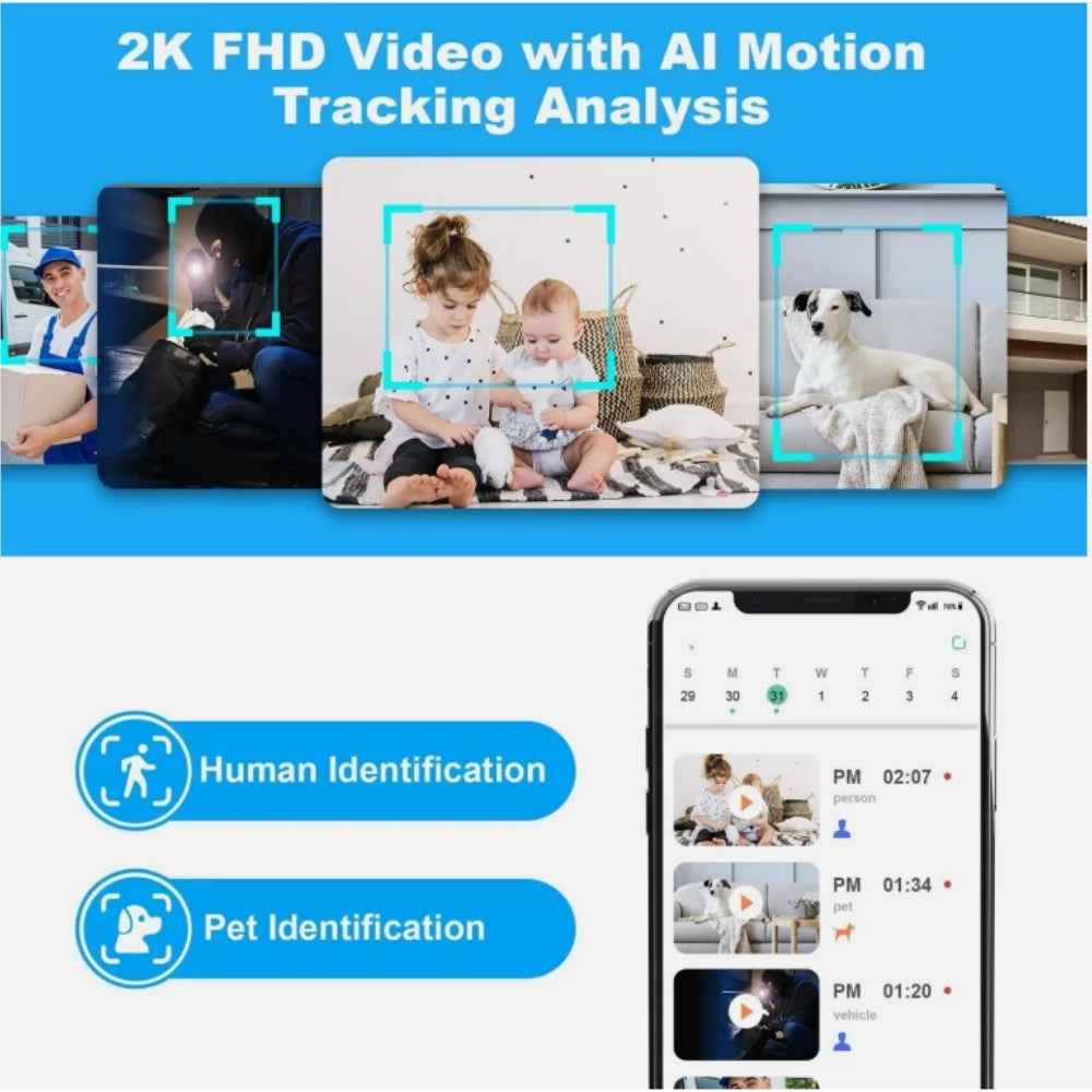 2K WiFi Camera Smart Home Indoor Wireless IP Surveillance Camera