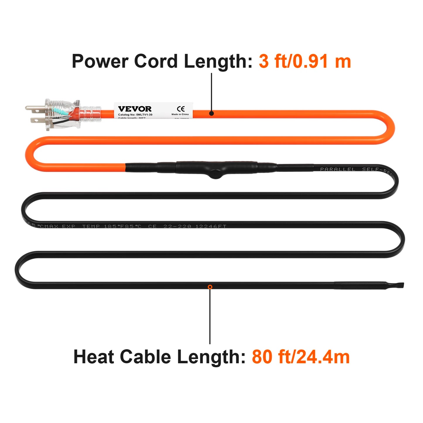 SucceBuy Self-Regulating Pipe Heating Cable Snow Melting Drain Water Pipe Freeze Protection Heat Cable for Protects Hose Wire