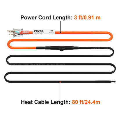 SucceBuy Self-Regulating Pipe Heating Cable Snow Melting Drain Water Pipe Freeze Protection Heat Cable for Protects Hose Wire