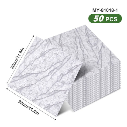 50pcs SXP Floor and Wall Tiles Peel and Stick 11.81x11.81in Self-Adhesive Applies to any Indoor Surface