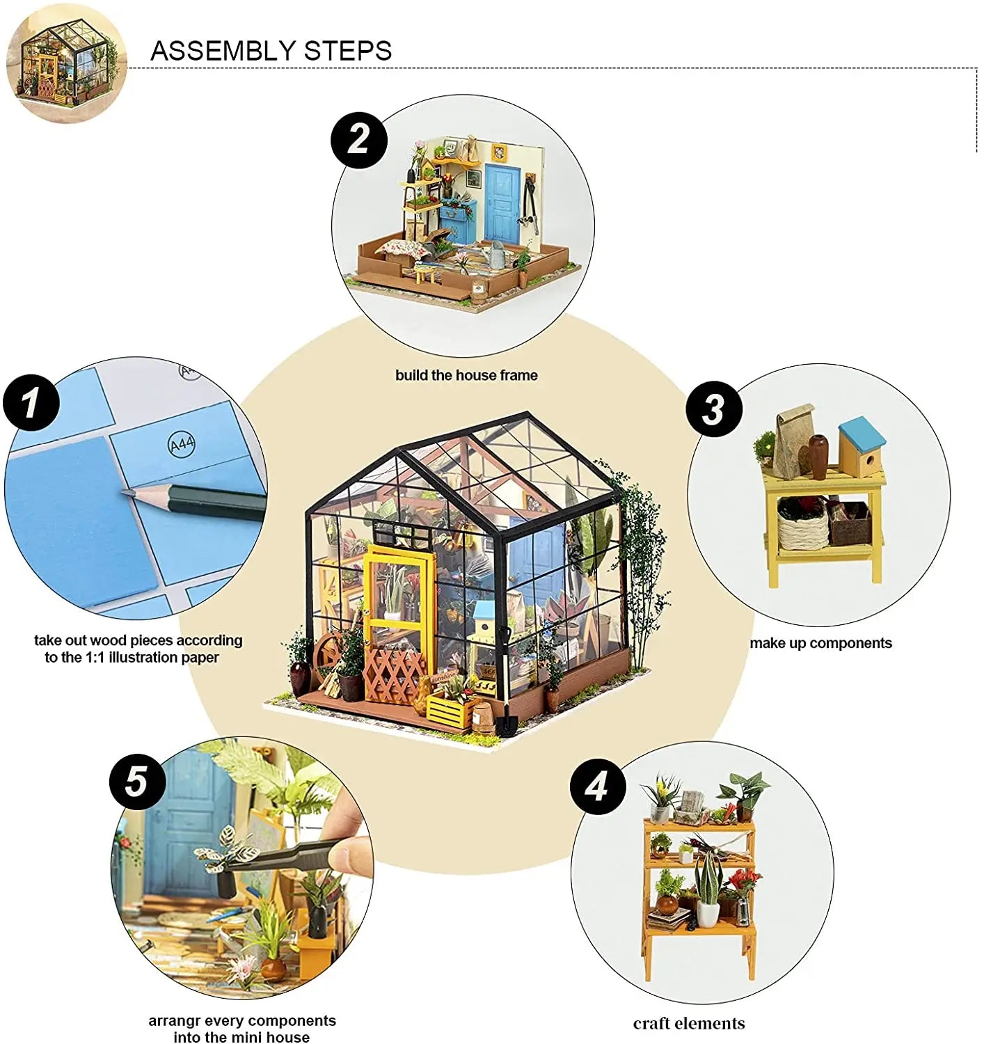 Miniature Greenhouse Wooden Kit